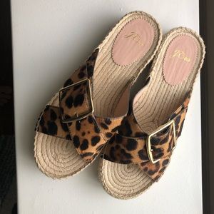 J Crew léopard espadrilles slides